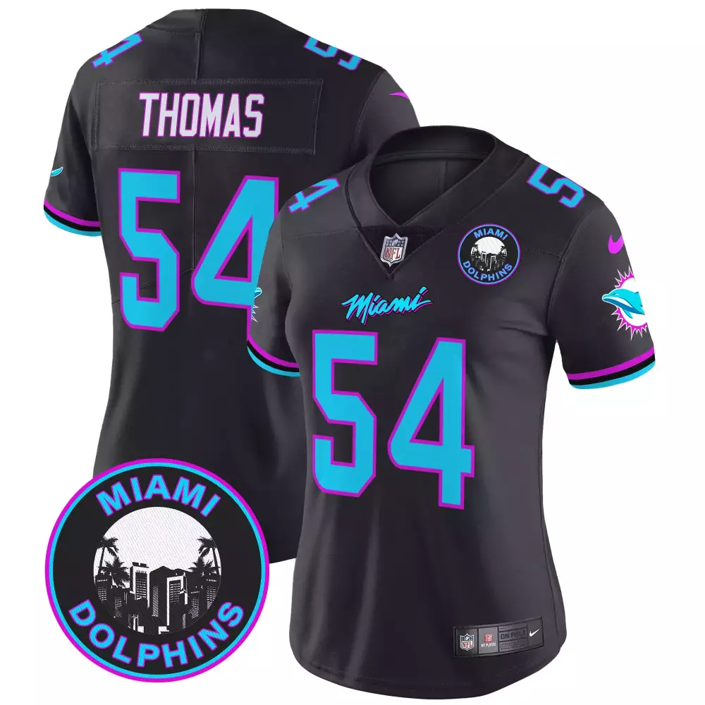 Zach Thomas 54 Miami Dolphins Jersey Black Women Alternate Aqua Pink Vapor Limited
