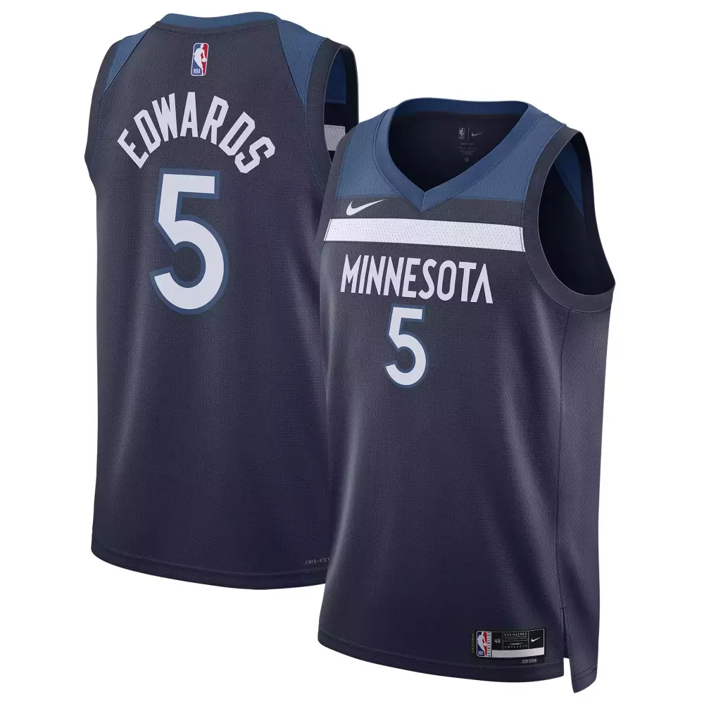 Anthony Edwards 5 Jersey Navy Minnesota Timberwolves Men Authentic Dark Blue White