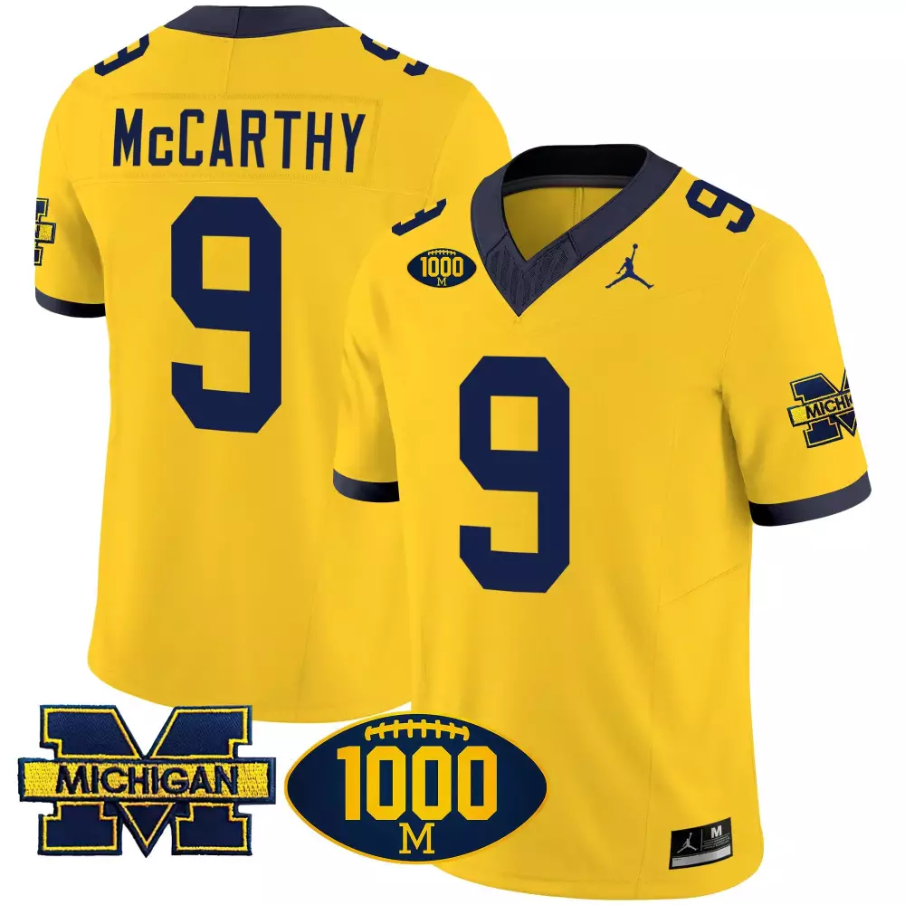 Jj Mccarthy 9 Michigan Jersey Yellow Wolverines Men Navy Vapor All Stitched