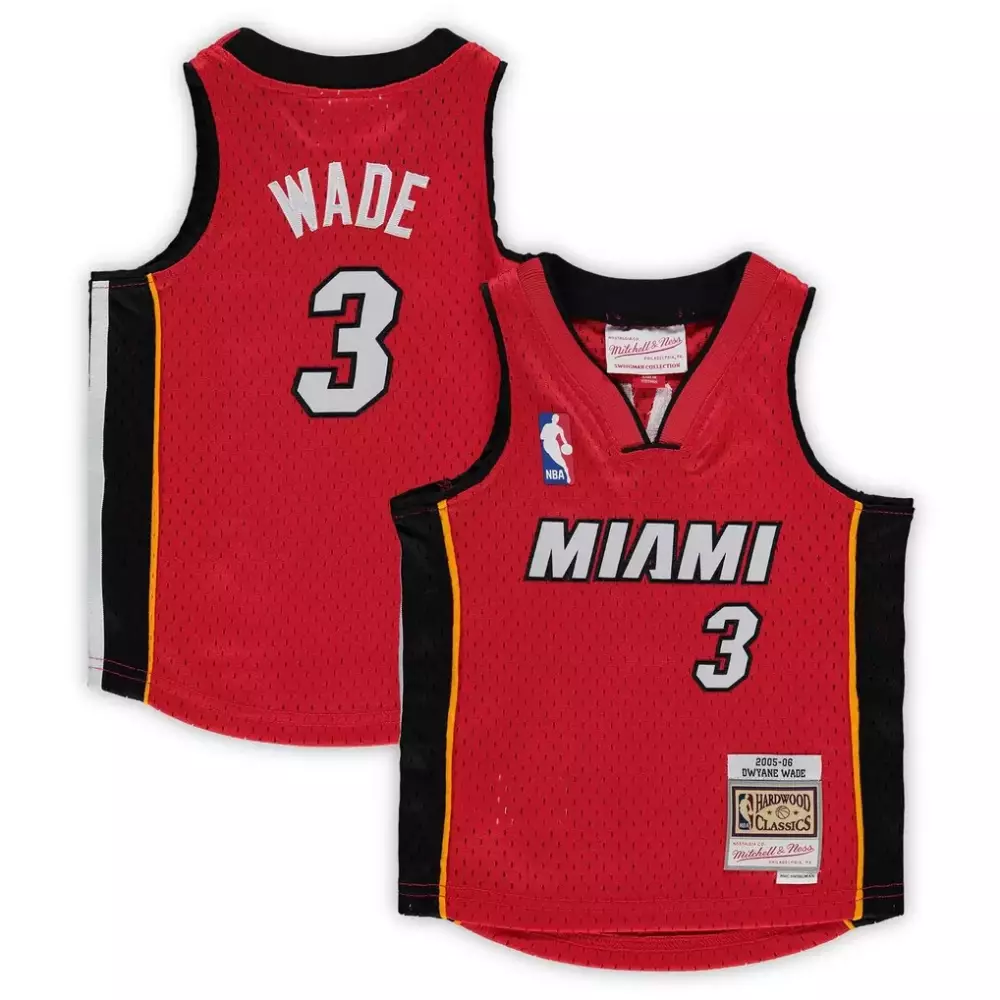 Dwyane Wade 3 Miami Heat Jersey Red Hardwood Classics Men Authentic Black Yellow