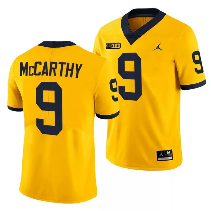 Jj Mccarthy 9 Michigan Wolverines Jersey Yellow Big Ten Men Navy Blue Game All Stitched