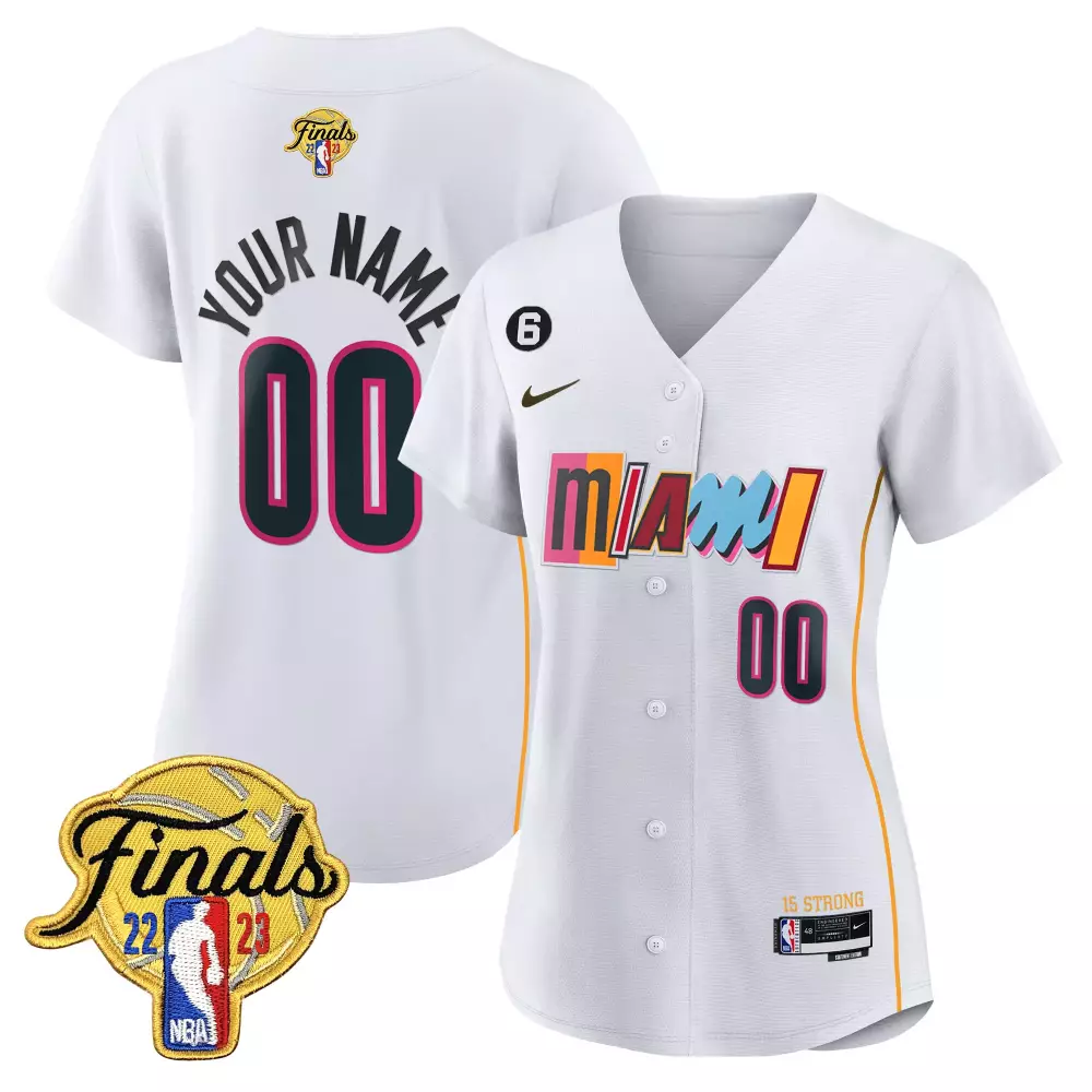 Custom Miami Heat Jersey White NBA Finals 22-23 Men Alternate Pink Light Blue Orange