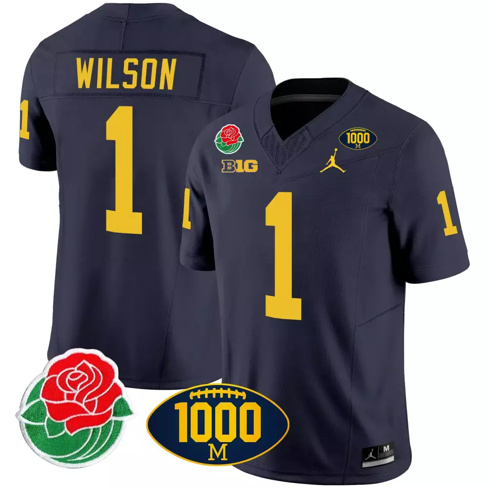 Roman Wilson 1 Jersey Navy Blue 1000 M Michigan Wolverines Rose Bowl Big Ten Men