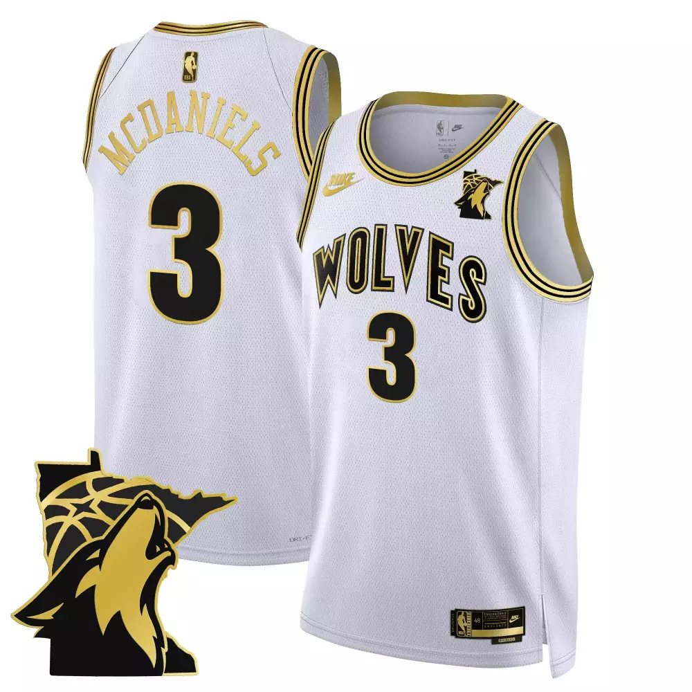Jaden Mcdaniels 3 Jersey White Gothic Sin City Minnesota Timberwolves Men Authentic