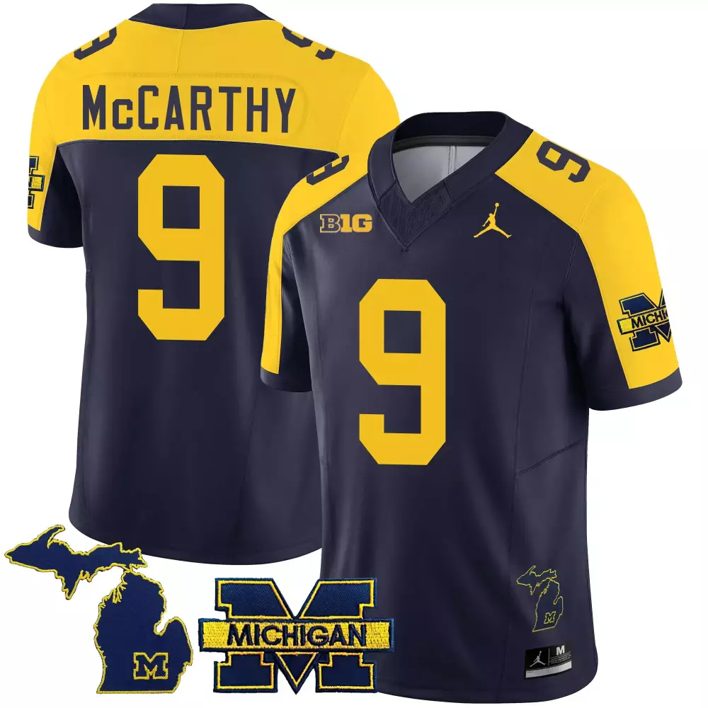 Mccarthy 9 Michigan Jersey Navy Wolverines Big Ten Men Yellow All Stitched