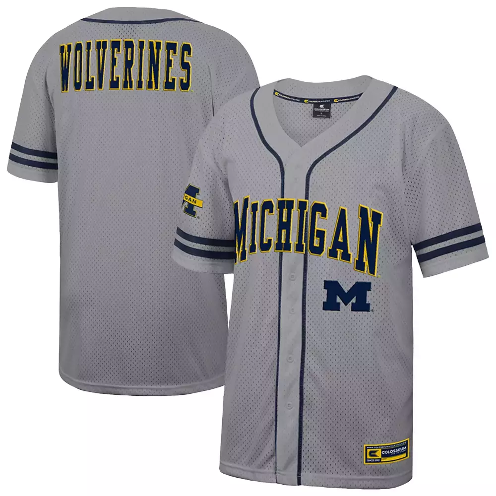 Michigan Wolverines Jersey Grey Men Navy Yellow All Stitched Vapor Cool Base