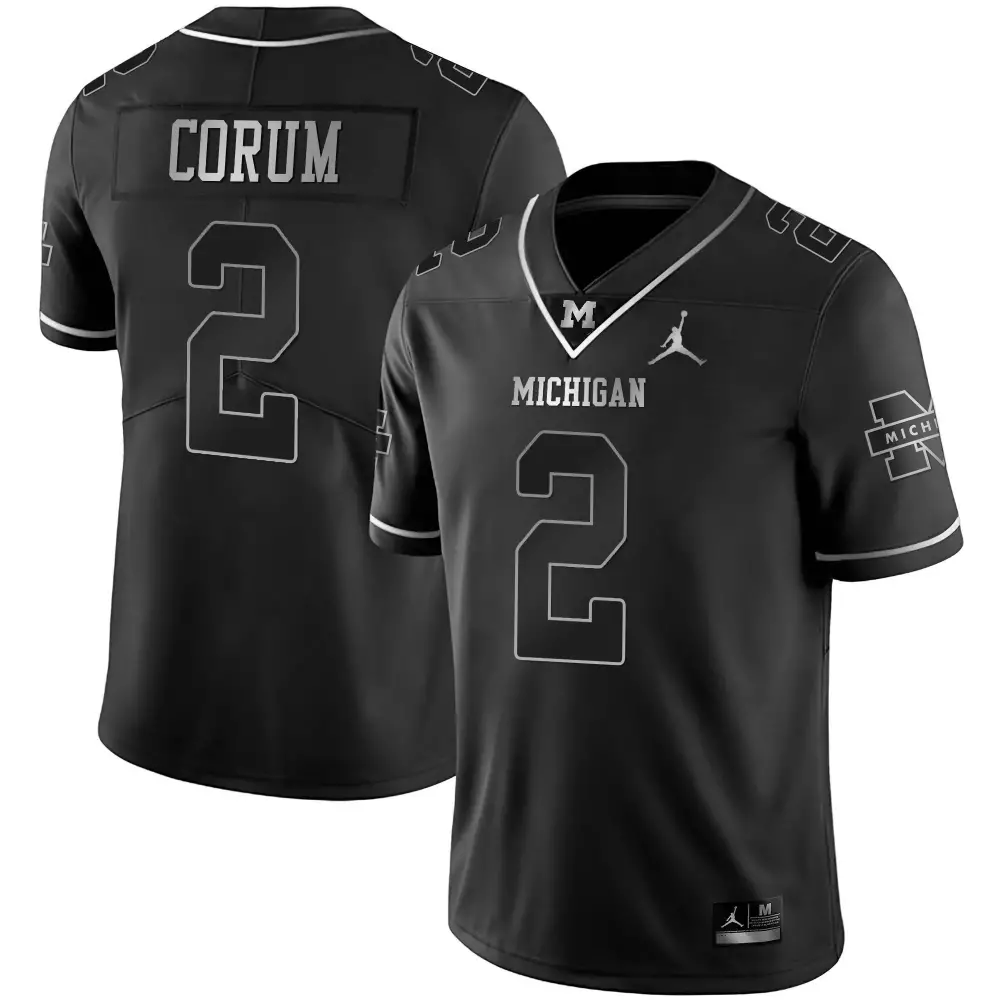 Corum 2 Michigan Jersey Black Men Silver Vapor All Stitched