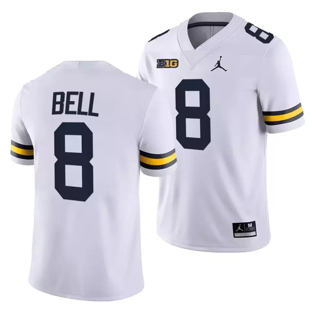 Kendrick Bell 8 Michigan Jersey White Big Men Navy Blue Yellow Limited All Stitched