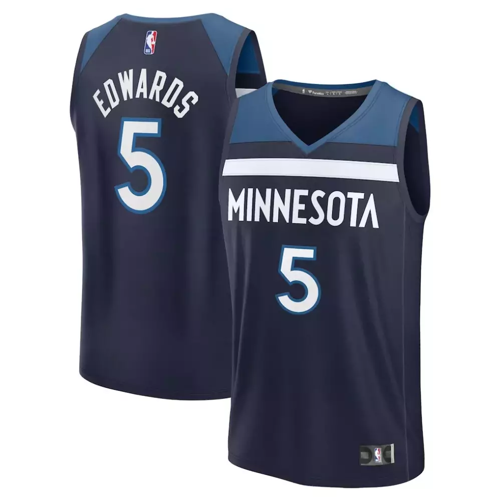 Anthony Edwards 5 Jersey Navy Null Minnesota Timberwolves Men Authentic Teal White