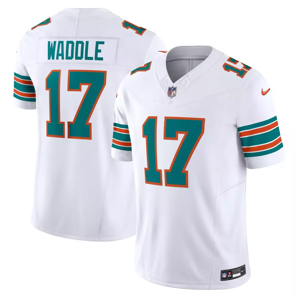Jaylen Waddle 17 Miami Dolphins Jersey White Men Player Alternate Teal Orange All
