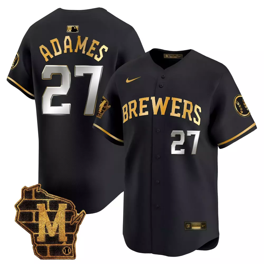 Willy Adames 27 Milwaukee Brewers Jersey Black Wisconsin Men Authentic Gold Silver