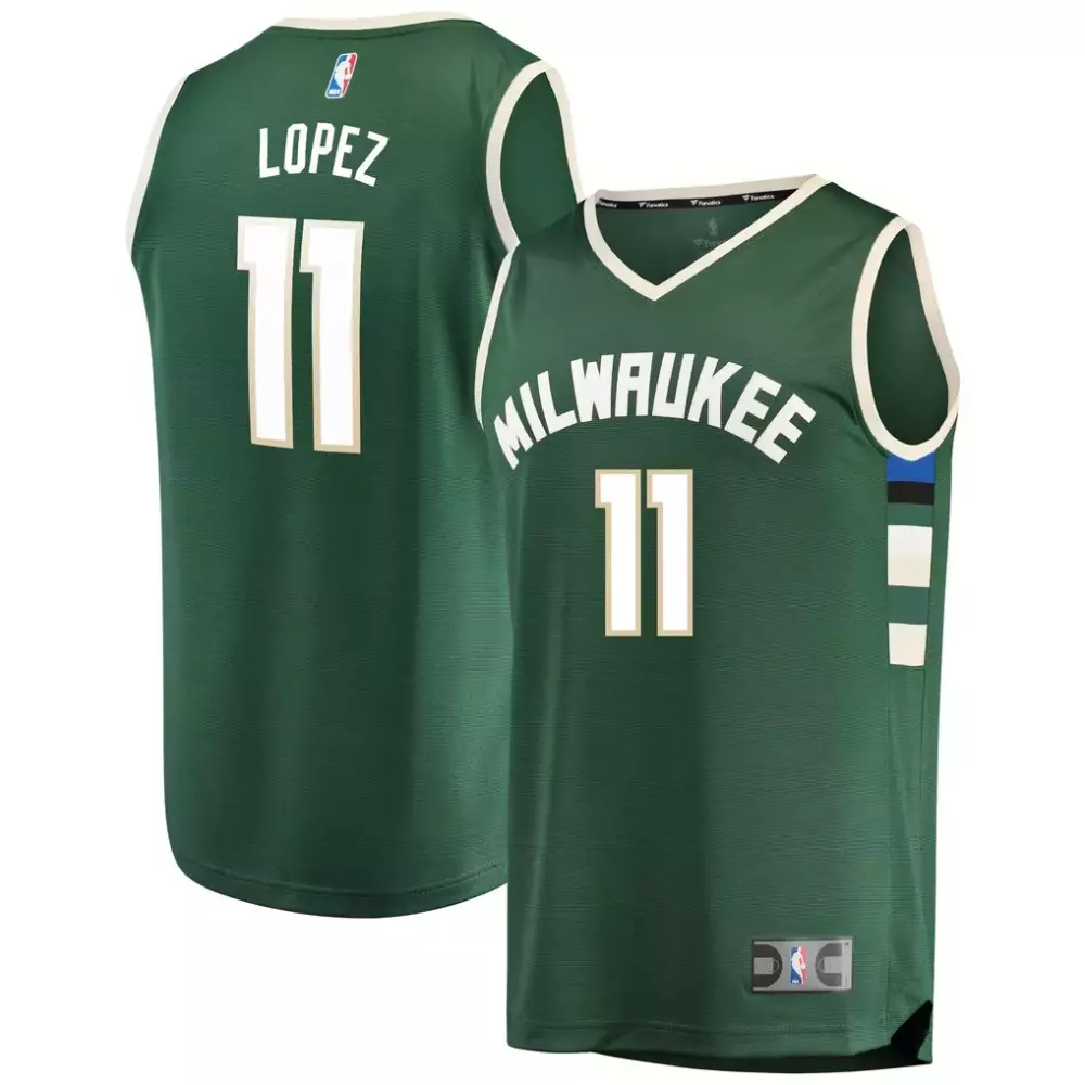 Brook Lopez 11 Milwaukee Bucks Jersey Green Men Authentic White Cream Blue Black