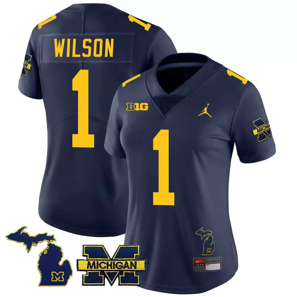 Roman Wilson 1 Jersey Navy Gothic Sin City Michigan Wolverines Women Authentic Yellow