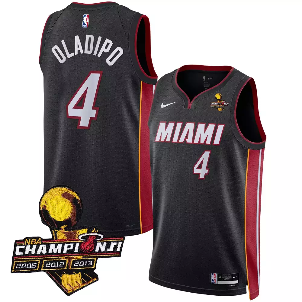 Victor Oladipo 4 Miami Heat Jersey Black Championship Champions 2006 2012 2013 Men