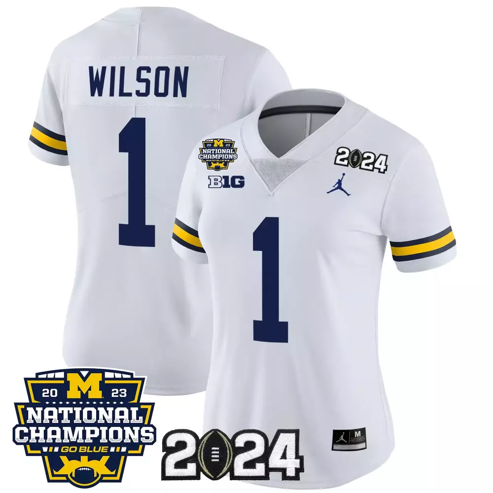 Roman Wilson 1 Jersey White Michigan Wolverines 2023 National Champions Big Ten 2024