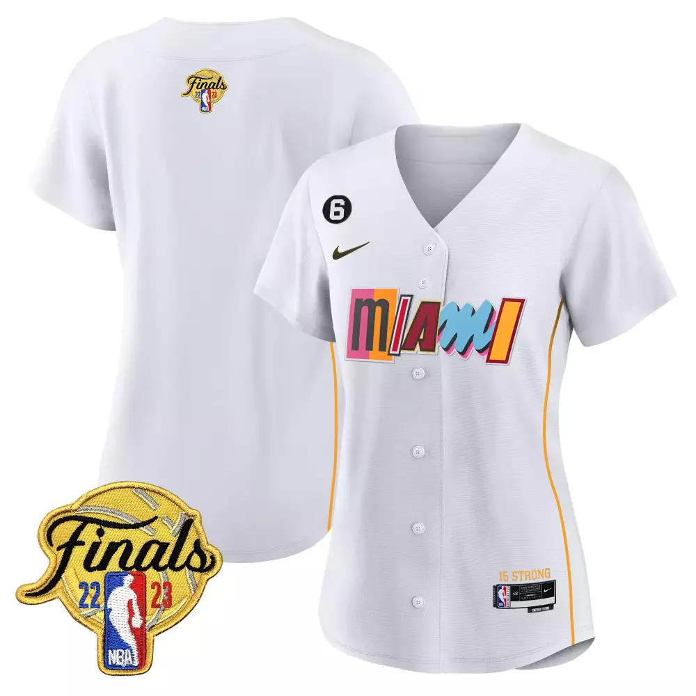 Custom Miami Heat 6 Jersey White 15 Strong Finals 22-23 2023 Men Orange Pink Teal
