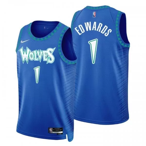 Anthony Edwards 1 Jersey Blue Minnesota Timberwolves Men Authentic Alternate Green