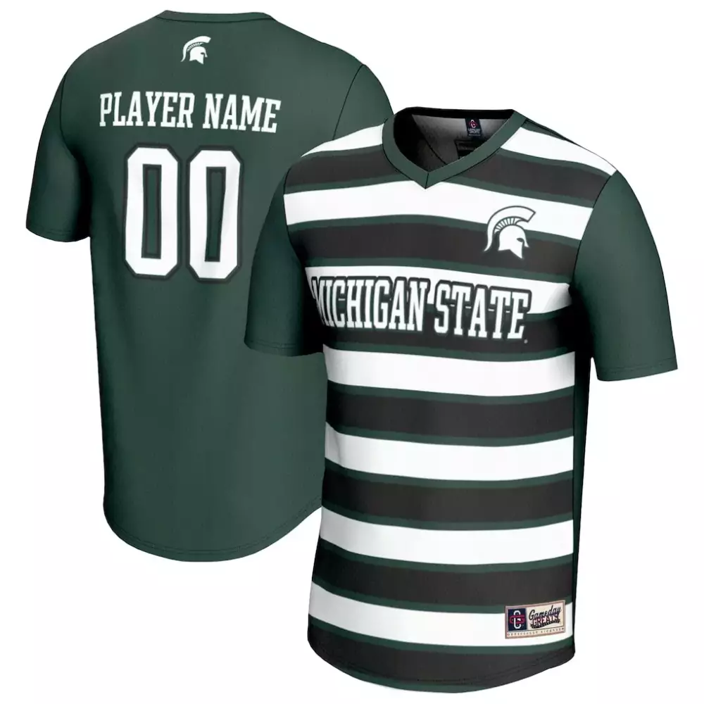 Michigan State Jersey Green Stripes Custom Design White Dark Gameday Unisex Fashion