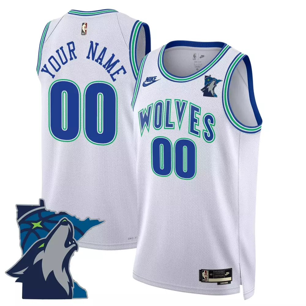 Custom Minnesota Timberwolves Jersey White Gothic Sin City Men Authentic Alternate