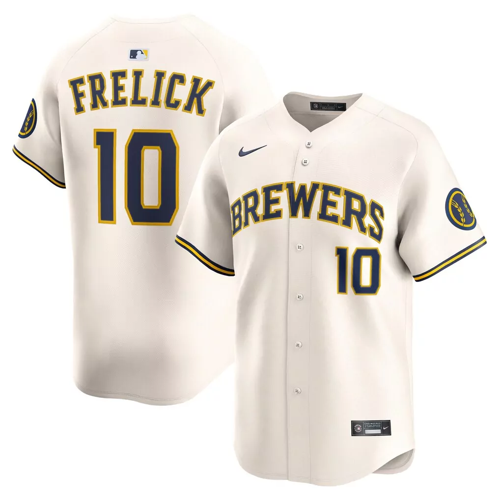 Sal Frelick 10 Milwaukee Brewers Jersey Cream Men Authentic Alternate Navy Yellow