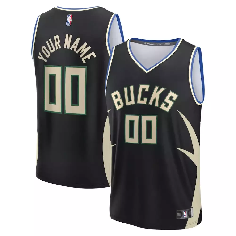 Custom Milwaukee Bucks Jersey Black Men Replica White Green Cream