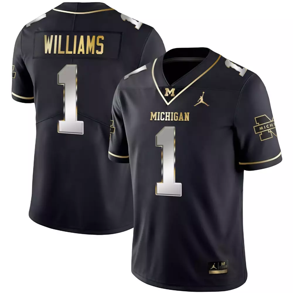 Isaiah Williams 1 Michigan Jersey Black Jordan Brand Men Gold Silver Limited Vapor
