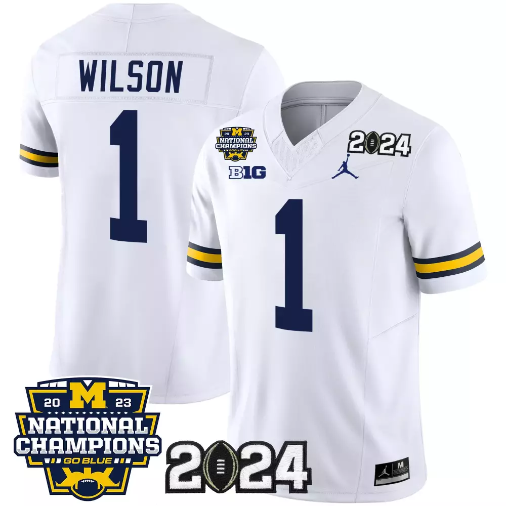 Roman Wilson 1 Jersey White Ncaa Football National Champions Michigan Wolverines 2023 2024