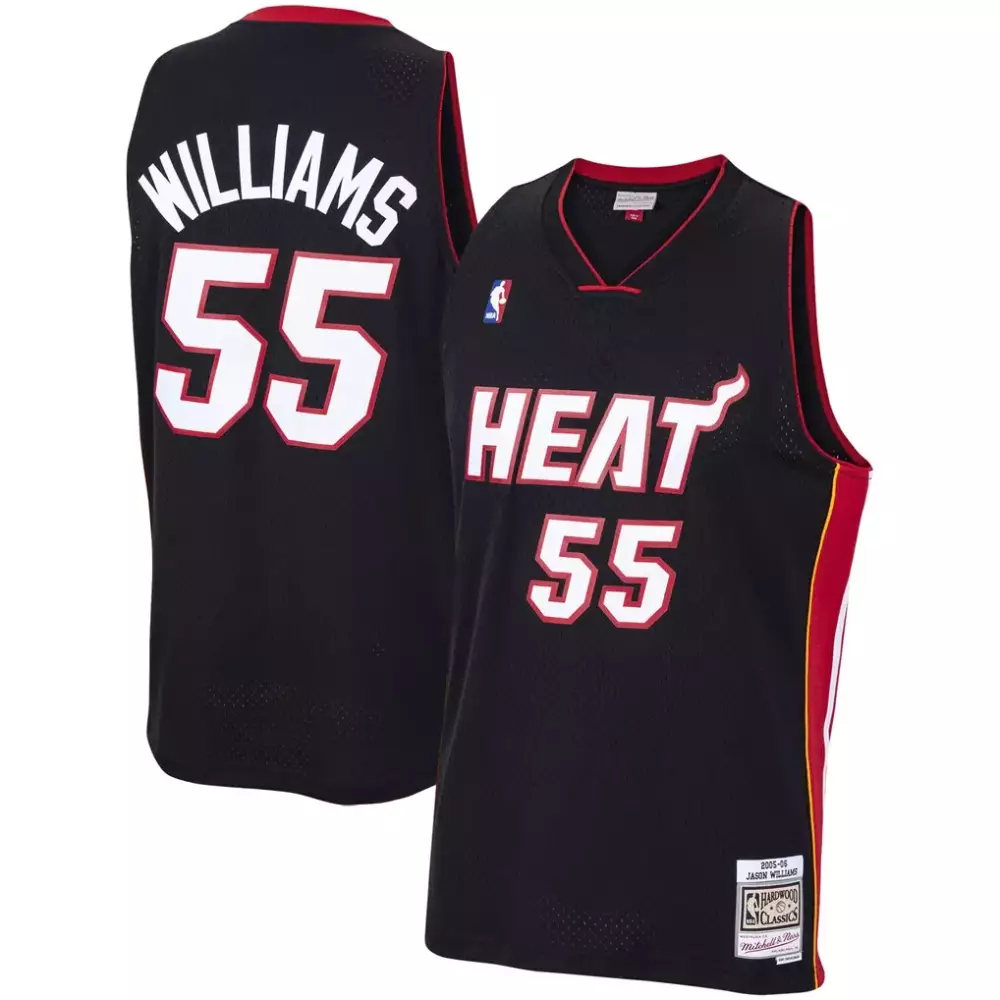 Jason Williams 55 Heat Jersey Black 2005-06 Hardwood Classics Men Red White Yellow
