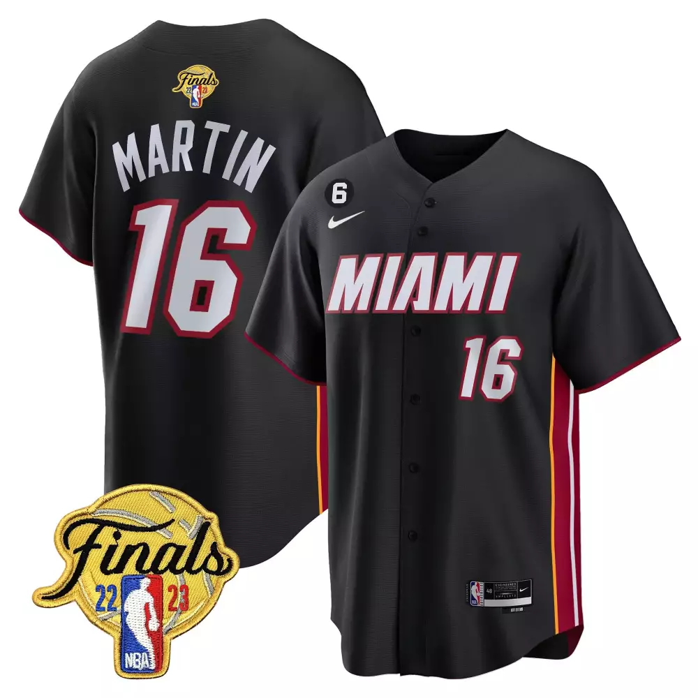 Martin 16 Miami Heat Jersey Black Finals 2022-2023 Men Red Yellow All Stitched Vapor