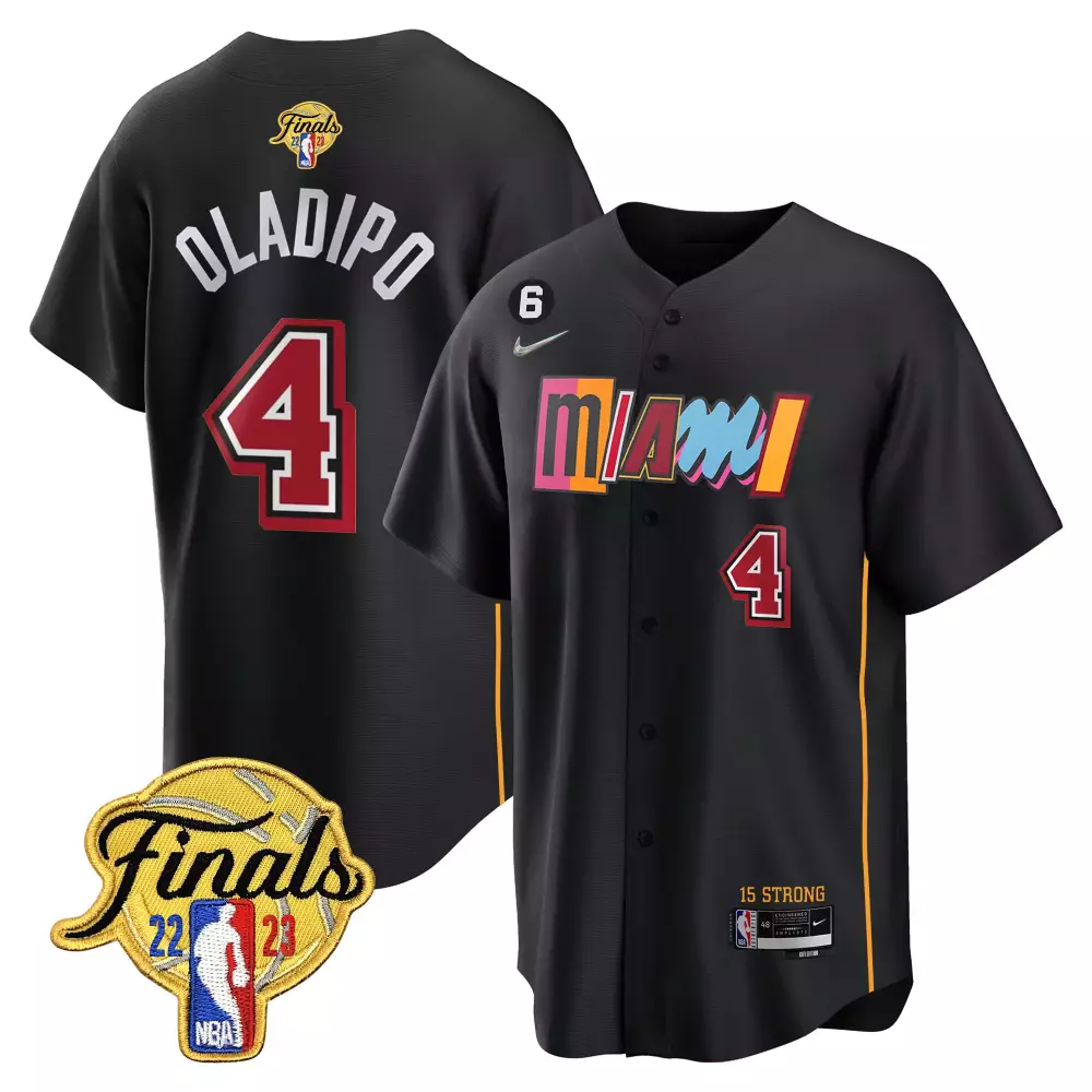 Victor Oladipo 4 Miami Heat Jersey Black 2023 NBA Finals Men Alternate Split Design