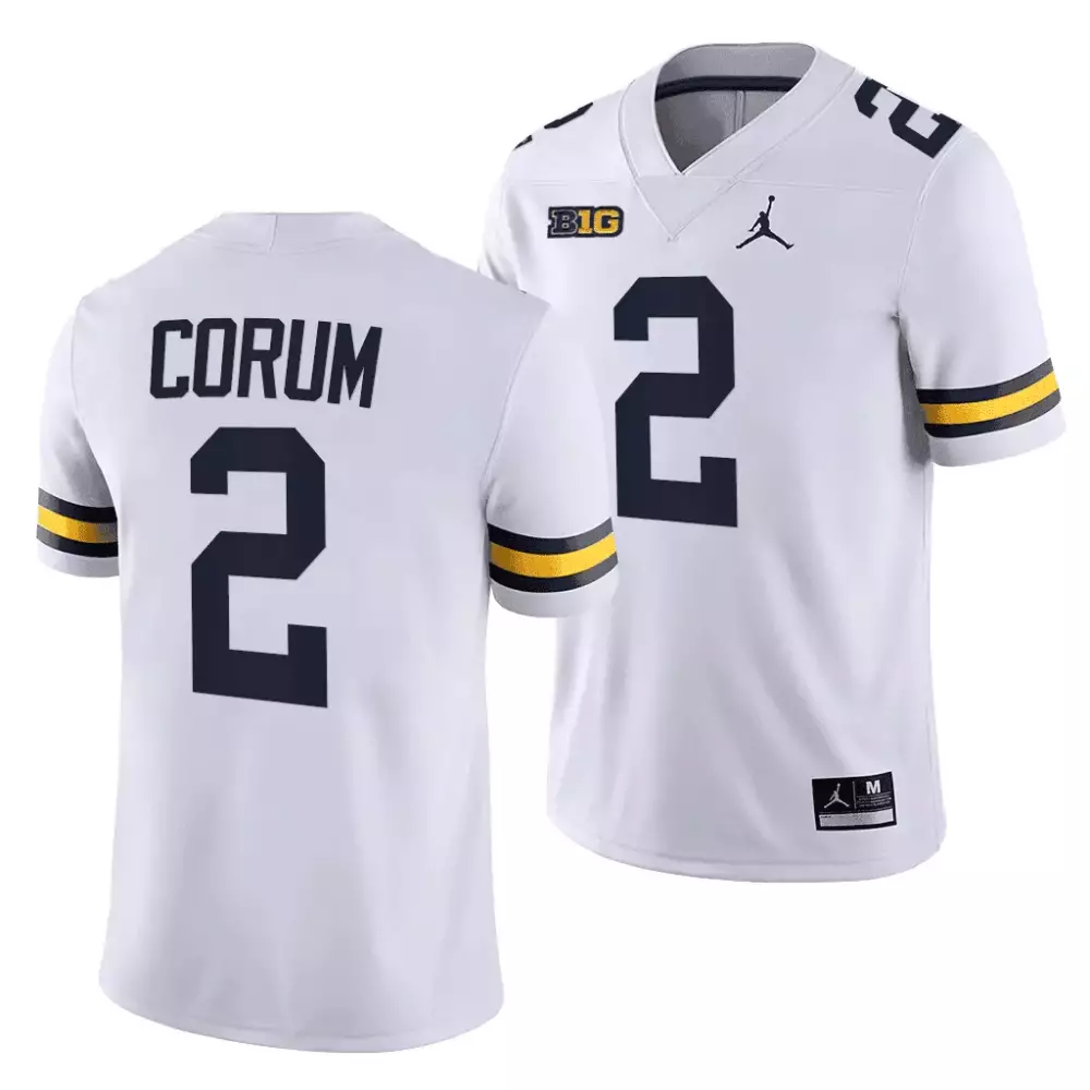 Blake Corum 2 Michigan Wolverines Jersey White Big Men Navy Yellow Limited All Stitched