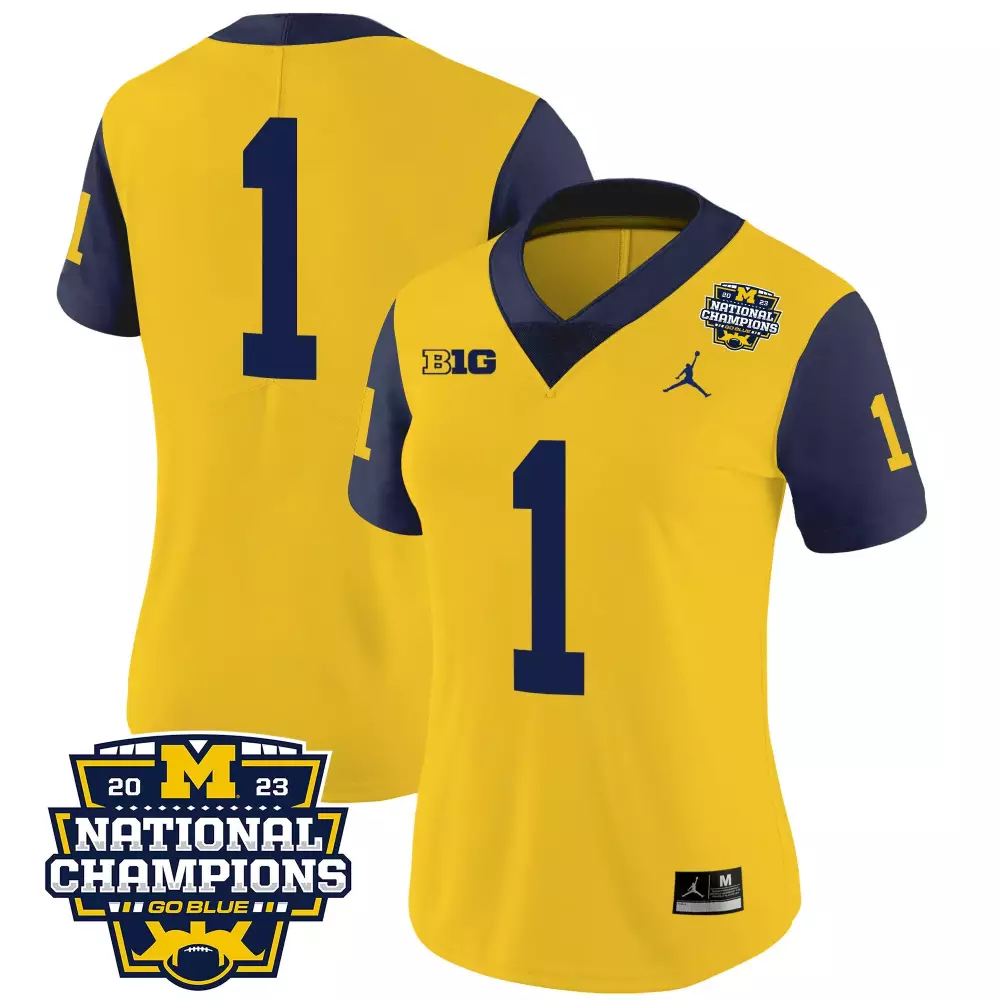 J.j. Mccarthy 1 Jersey Maize 2023 National Championship Michigan Wolverines Big Men