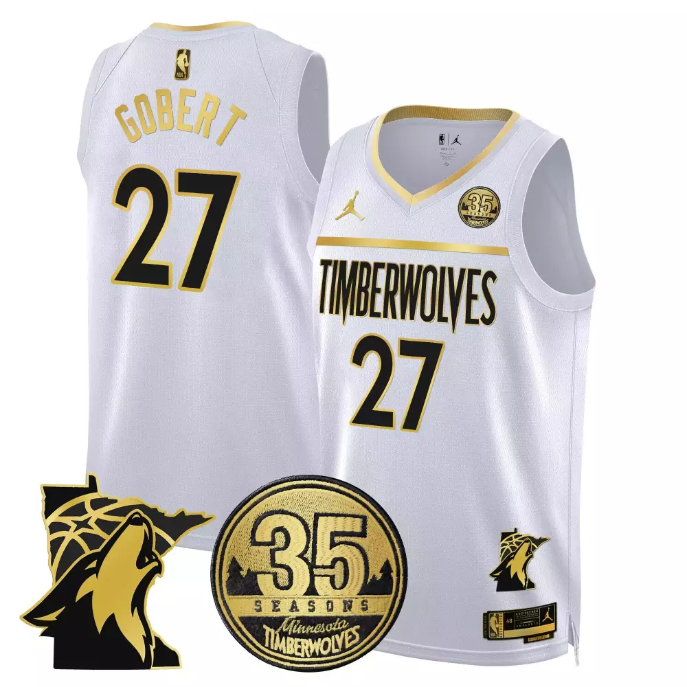 Rudy Gobert 27 Jersey White 35th Anniversary Minnesota Timberwolves 35 Seasons Men