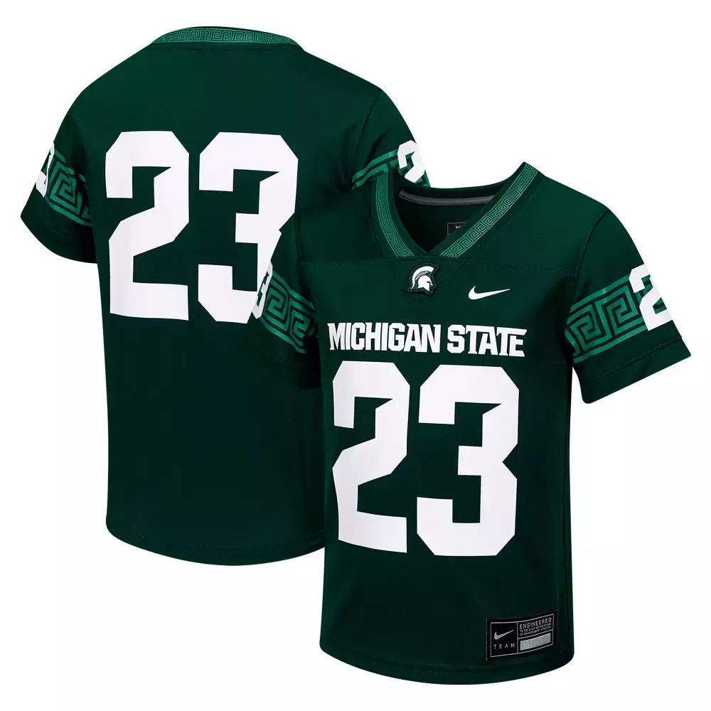 Custom Michigan State 23 Jersey Green Kids White All Stitched Vapor