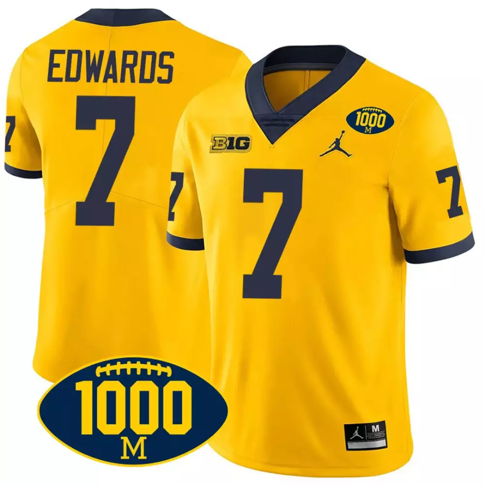 Donovan Edwards 7 Jersey Maize 1000 M Michigan Wolverines Big Ten Men Navy All Stitched