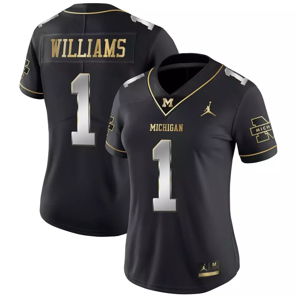 Isaiah Williams 1 Michigan Jersey Black Wolverines Women Gold Silver Limited Vapor