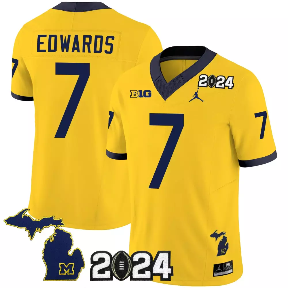 Donovan Edwards 7 Jersey Yellow Michigan Wolverines Big Ten Men Navy Vapor Limited