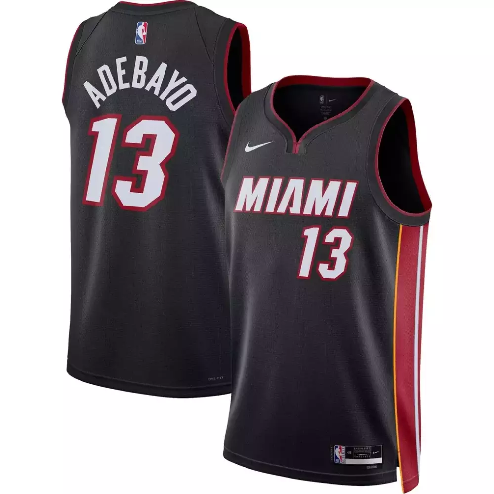 Bam Adebayo 13 Miami Heat Jersey Black Men Red White Yellow Unisex Swingman Icon