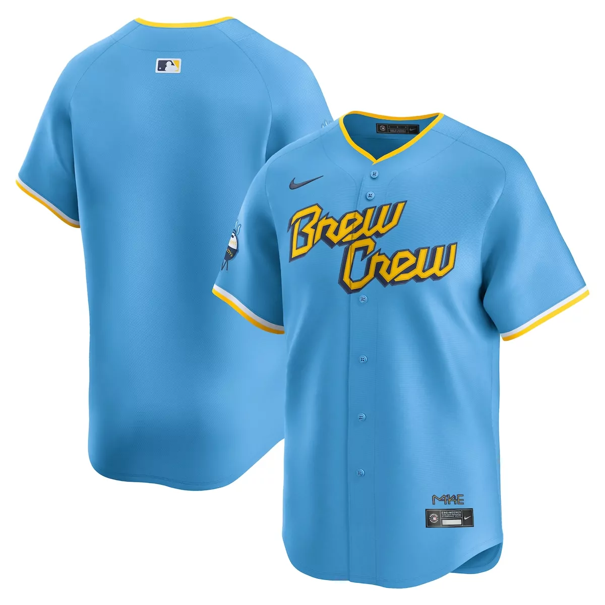 Brew Crew Milwaukee Brewers Jersey Light Blue City Connect Men Authentic Alternate