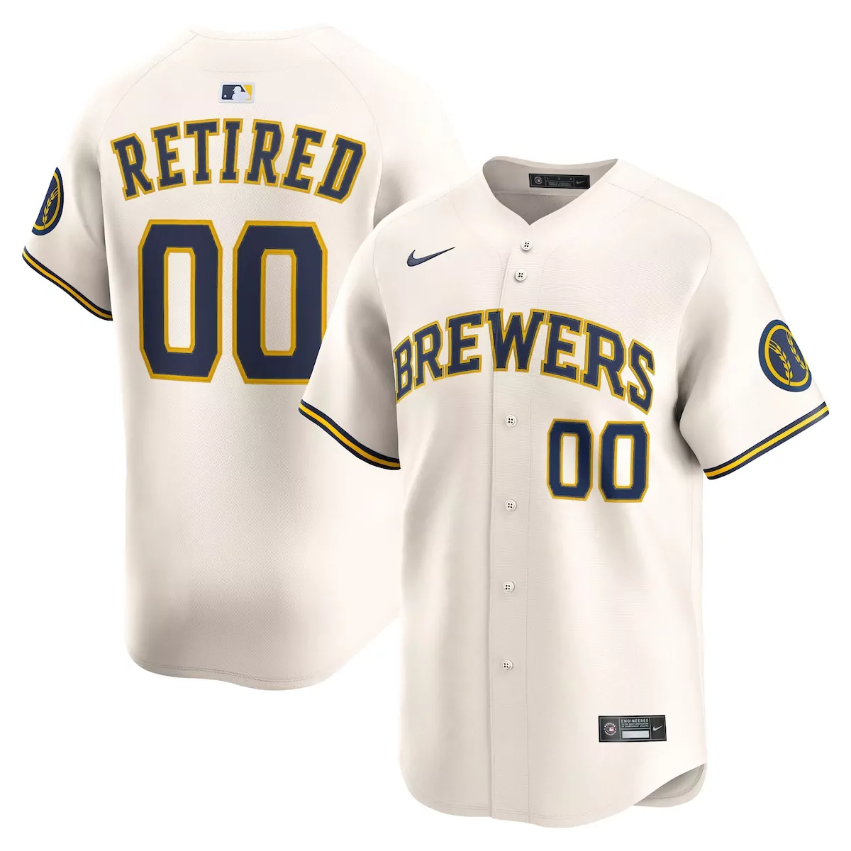 Custom Milwaukee Brewers Jersey Cream Men Authentic Throwback Navy Yellow Home Limited