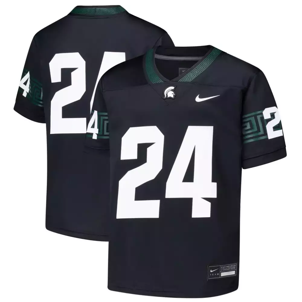 Custom Michigan State Spartans 24 Jersey Black Men White Green