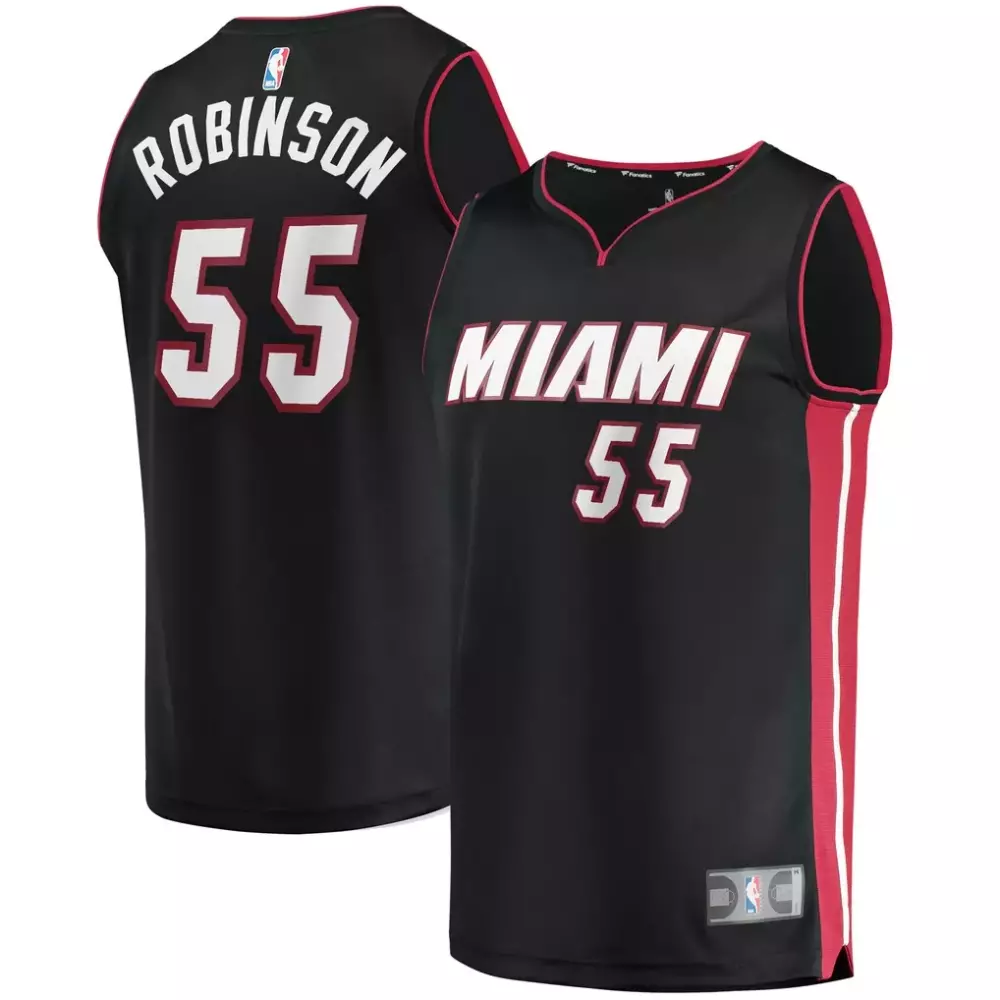 Duncan Robinson 55 Miami Heat Jersey Black Men White Red Icon