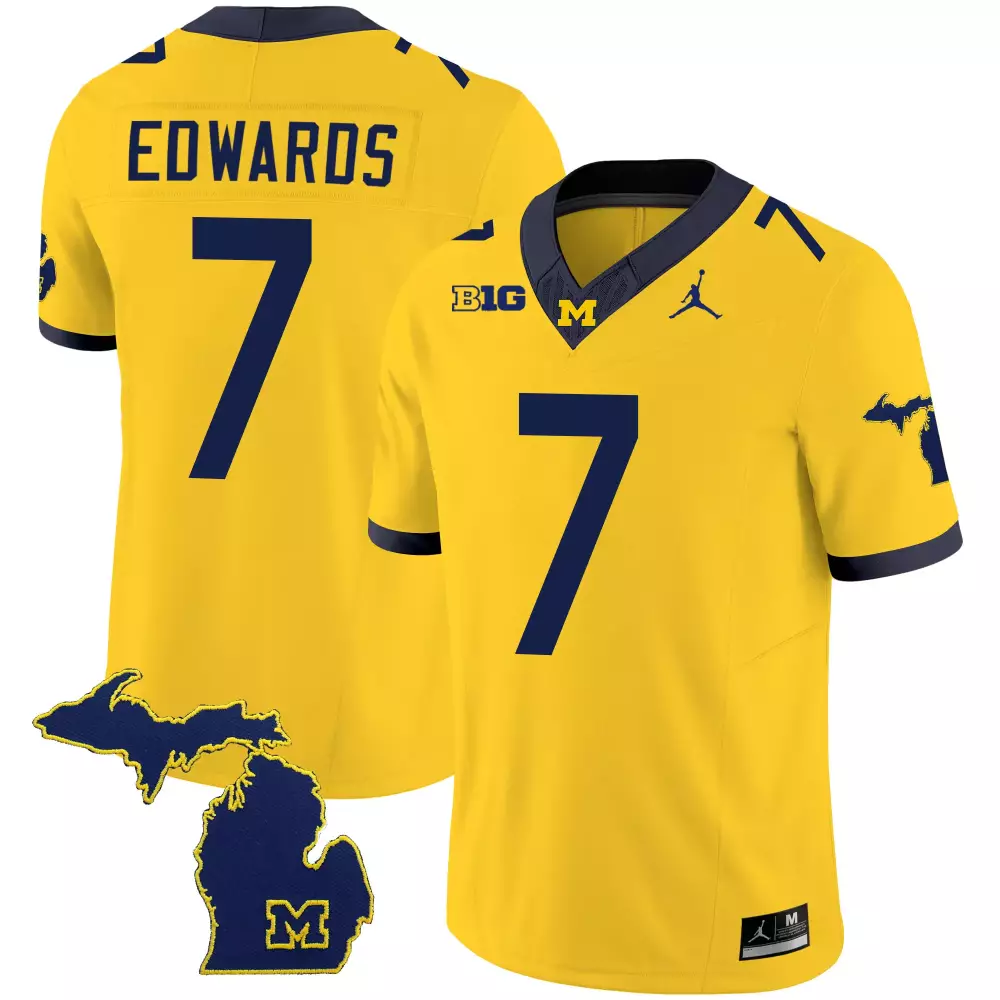 Donovan Edwards 7 Jersey Yellow Michigan Wolverines Men Navy Blue Stitched