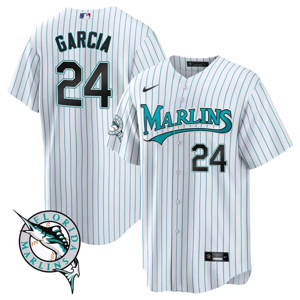 Avisail Garcia 24 Florida Marlins Jersey White Men Teal Black Throwback Cool Base