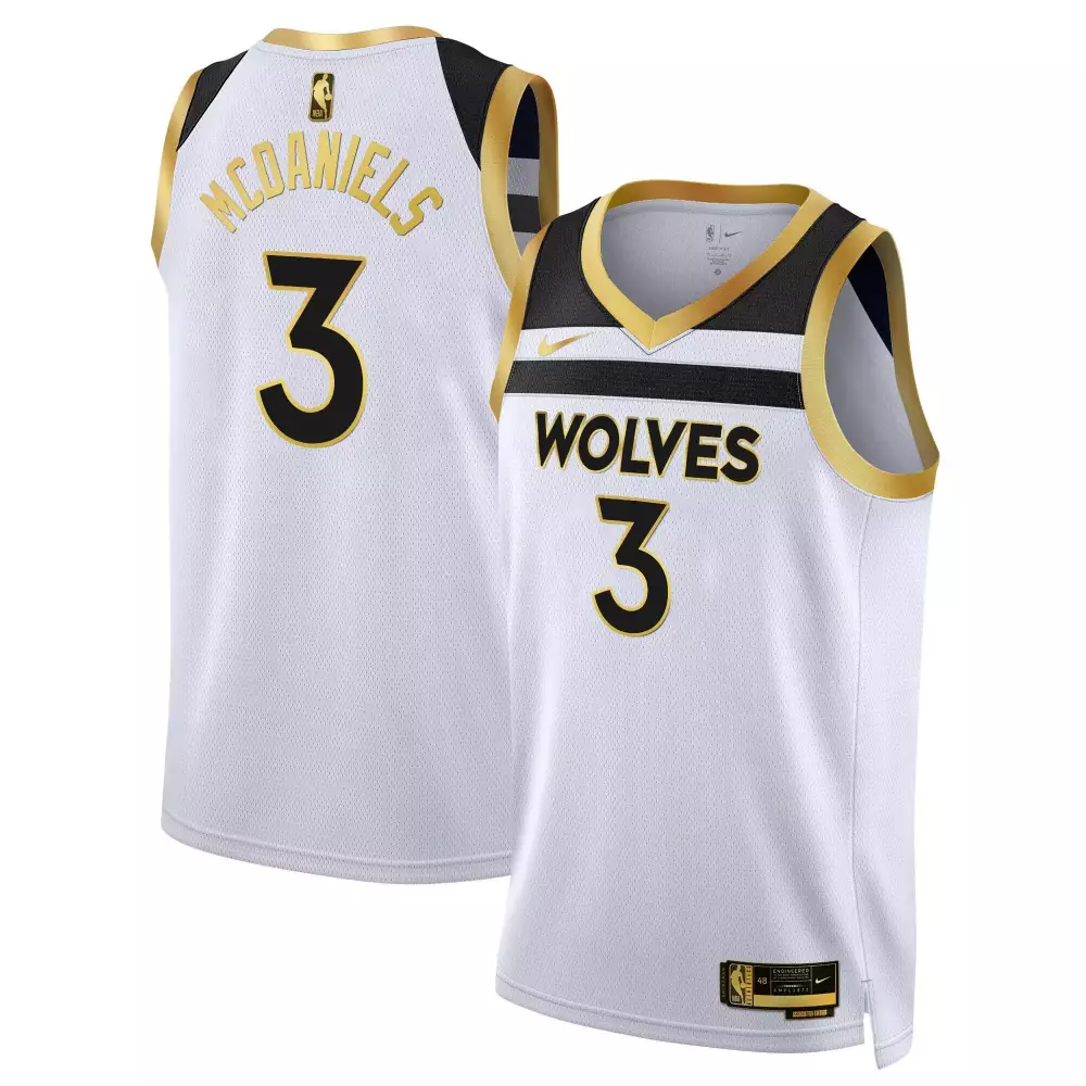 Jaden Mcdaniels 3 Jersey White Gothic Sin City Minnesota Timberwolves Men Authentic