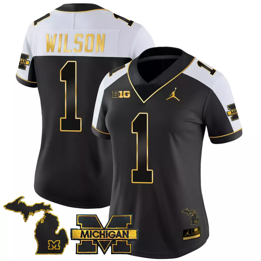 Wilson 1 Michigan Wolverines Jersey Black Jordan Brand Big 10 Men Authentic Alternate