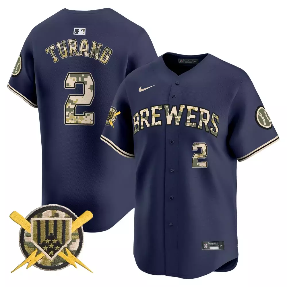 Brice Turang 2 Milwaukee Brewers Jersey Navy City Connect Digital Camo Men Authentic