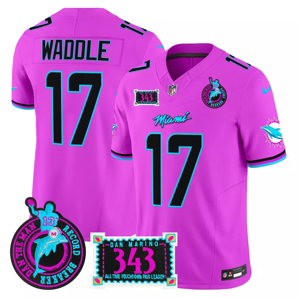 Jaylen Waddle 17 Miami Dolphins Jersey Pink City Connect Men Alternate Split Design