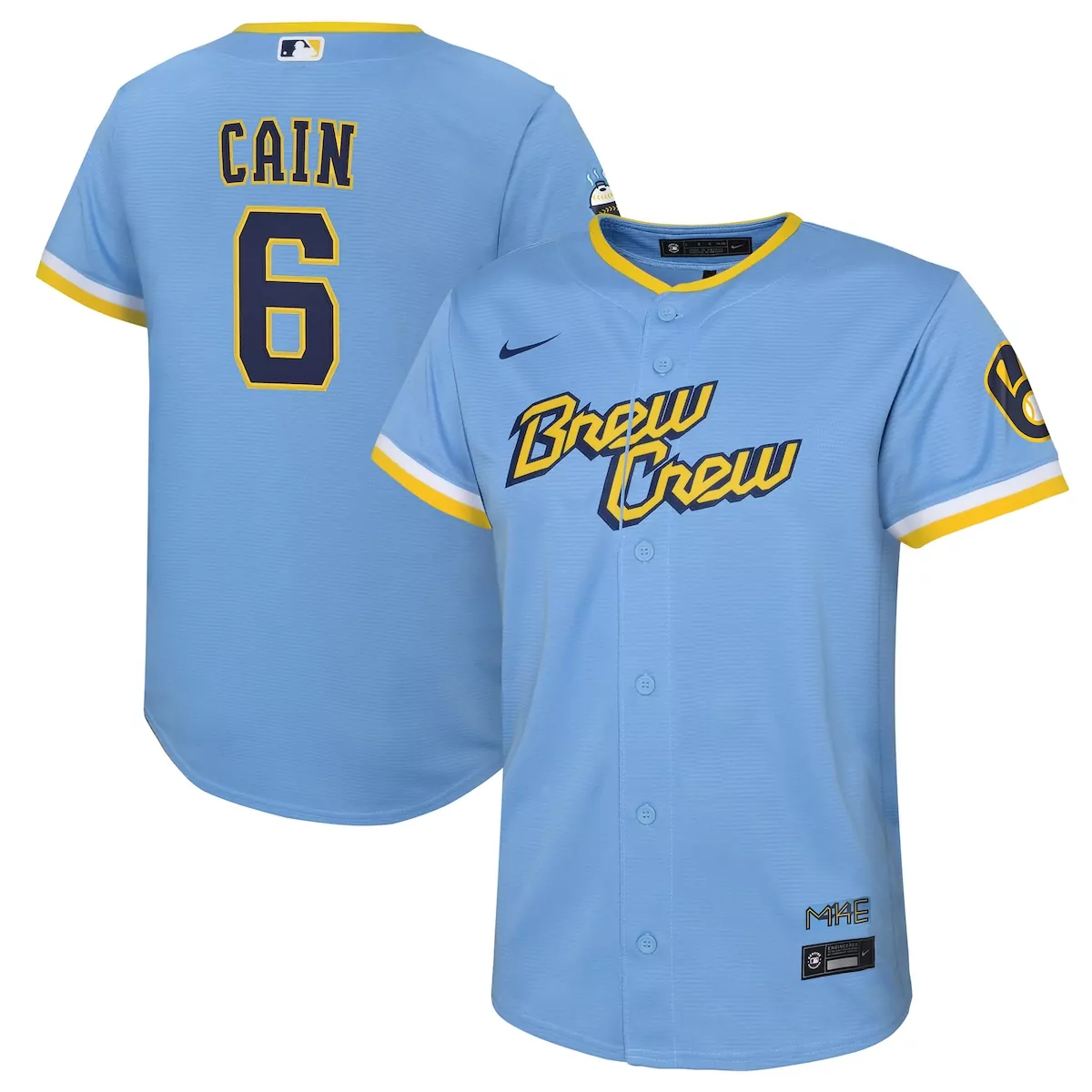 Lorenzo Cain 6 Milwaukee Brewers Jersey Light Blue Brew Crew Men Authentic Alternate