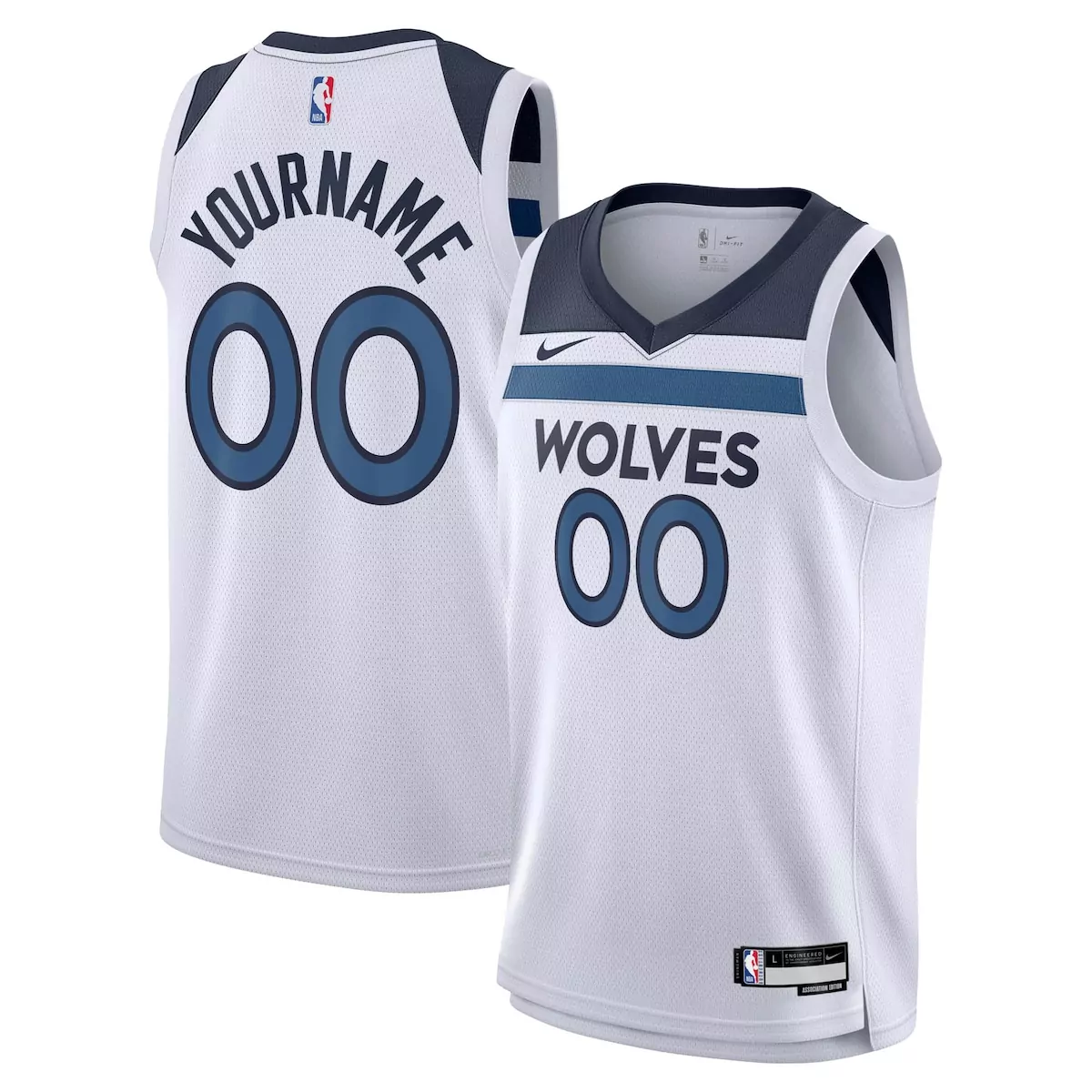 Custom Minnesota Timberwolves Jersey White Men Replica Alternate Dark Blue Grey